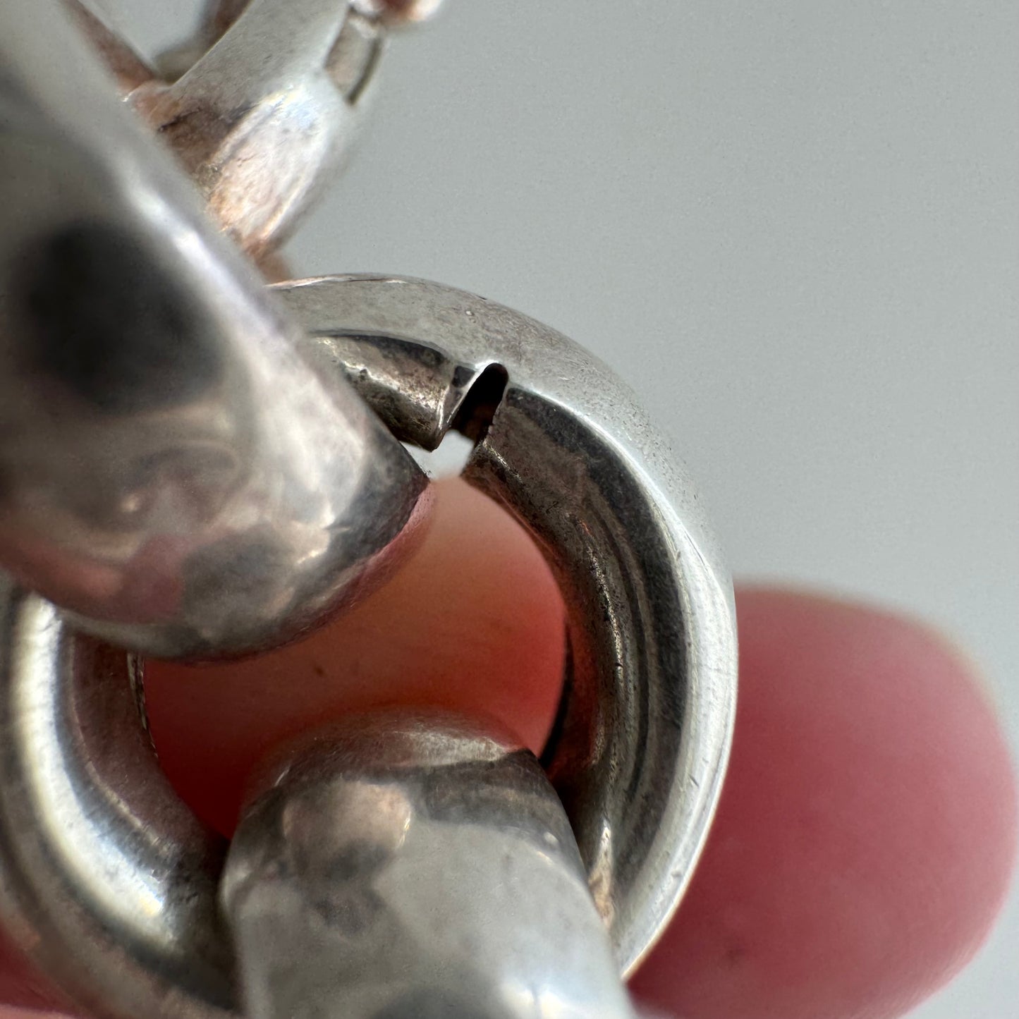 V I N T A G E // chunky cable / sterling silver chunky hollow rolo cable chain bracelet / 7.75", 36.3g