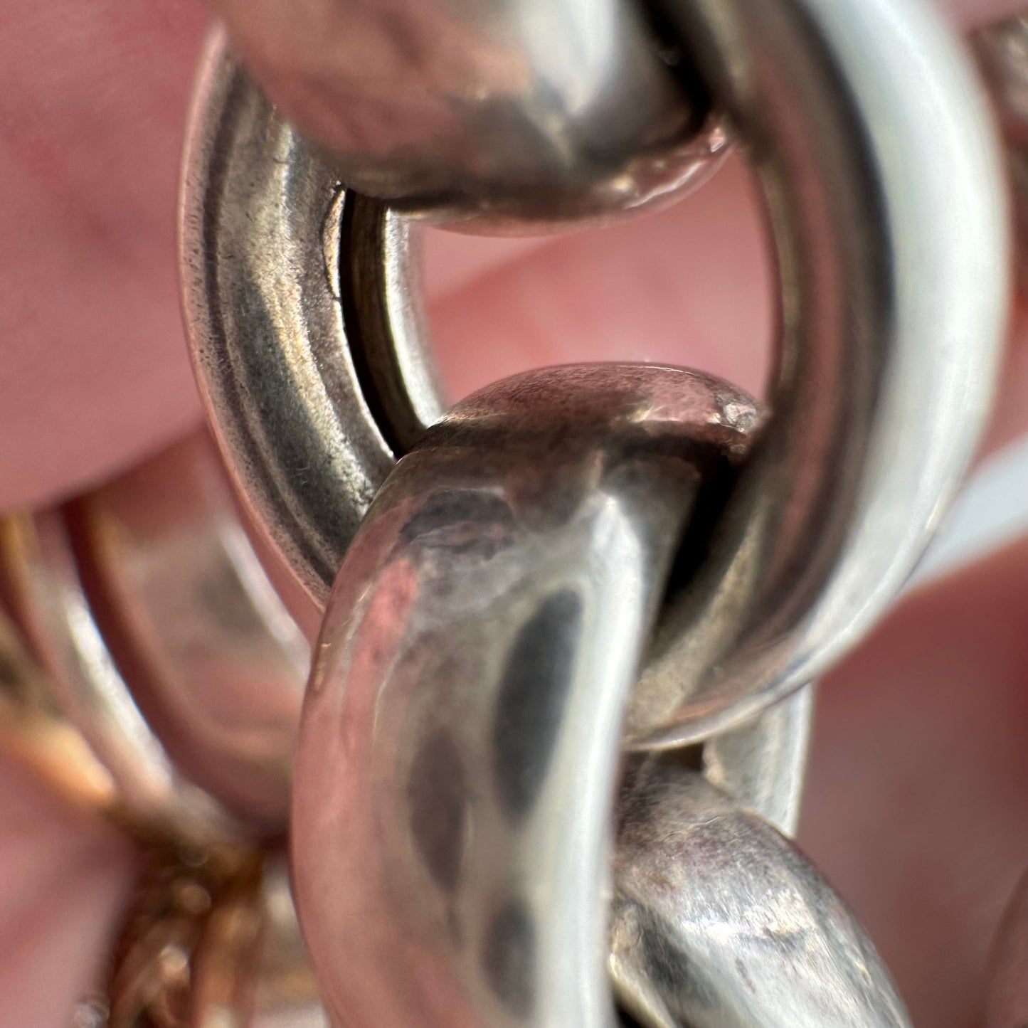 V I N T A G E // chunky cable / sterling silver chunky hollow rolo cable chain bracelet / 7.75", 36.3g