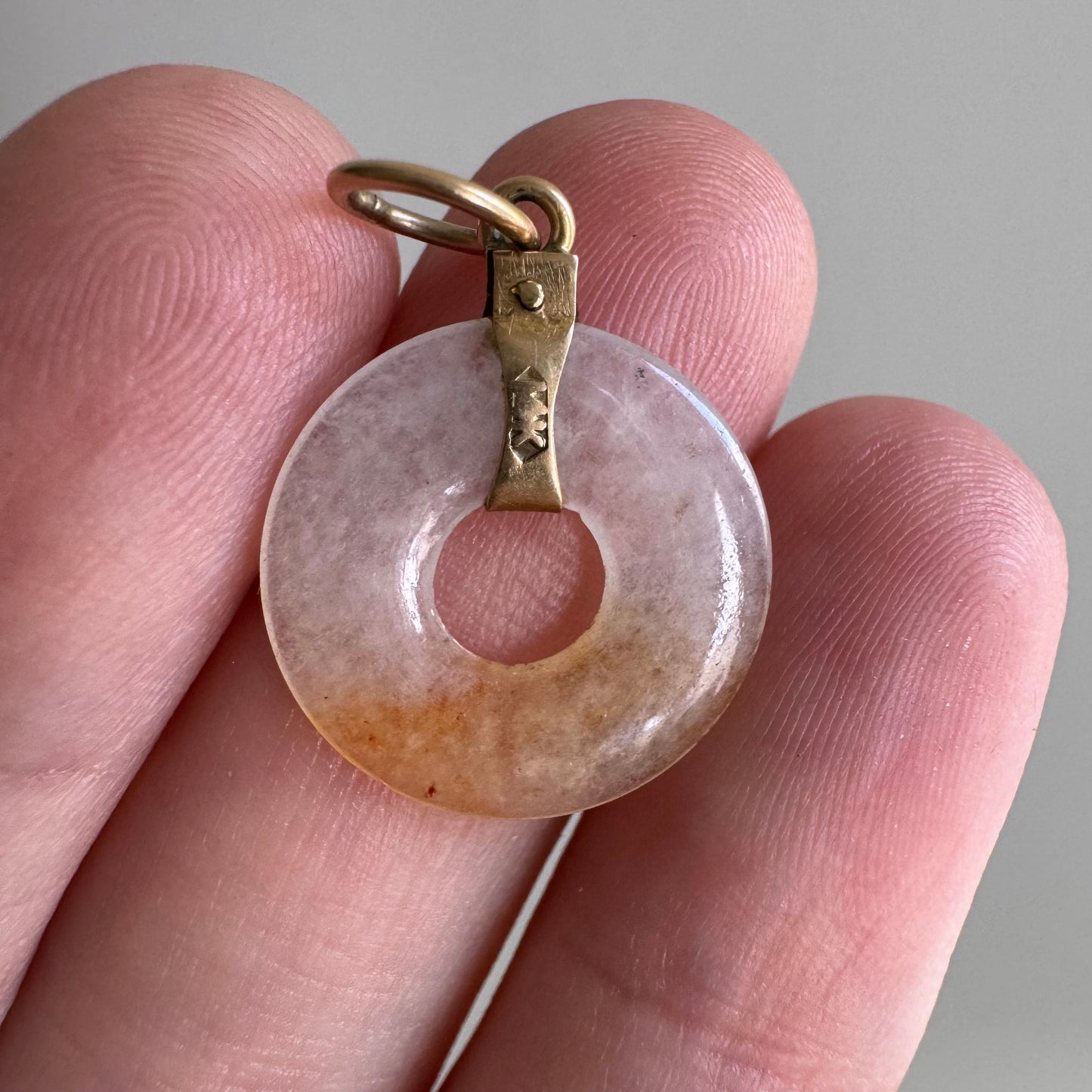 A N T I Q U E // the nature of energy / 14k white and orange jade donut / a dainty pendant