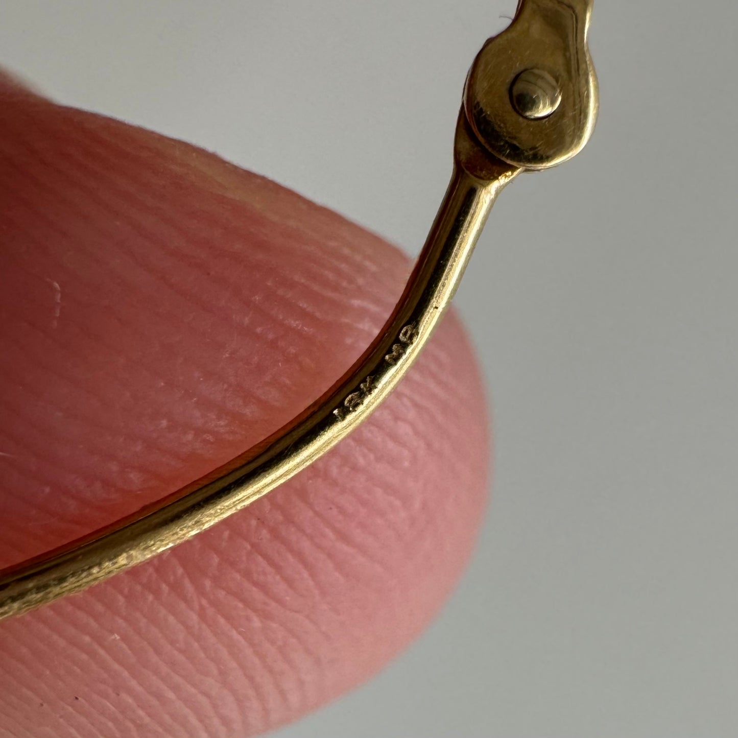 P R E - L O V E D // bright and shrimpy / 18k yellow gold hoops / over 1"