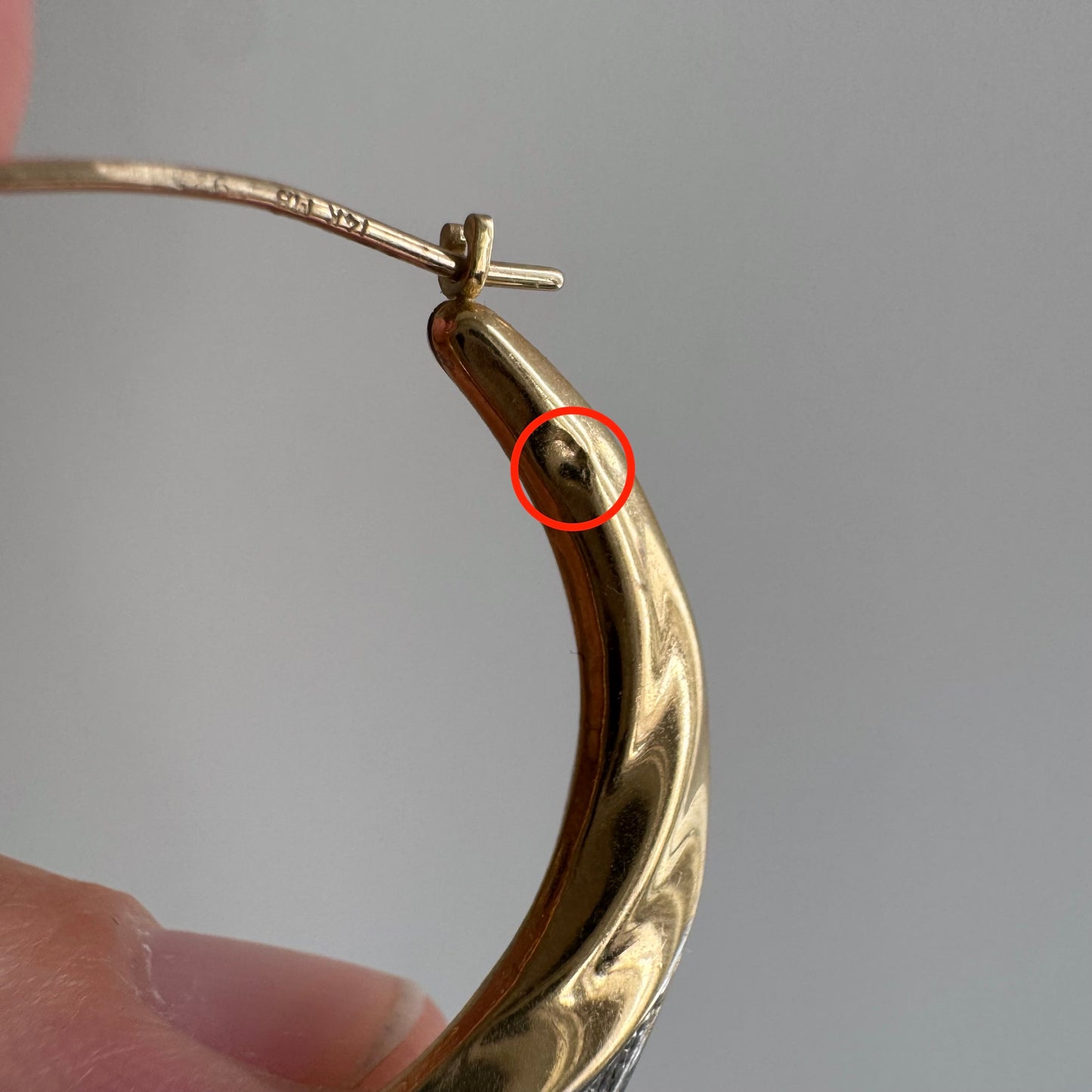 P R E - L O V E D // do the twist / 14k yellow and white gold hoops / over 1"