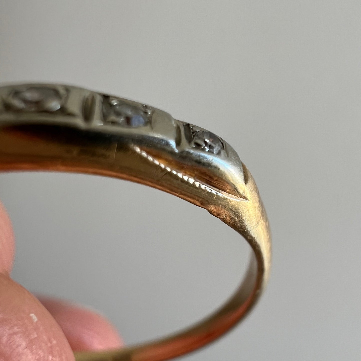 V I N T A G E // five stone stacker / 14k yellow and white gold diamond band / size 6