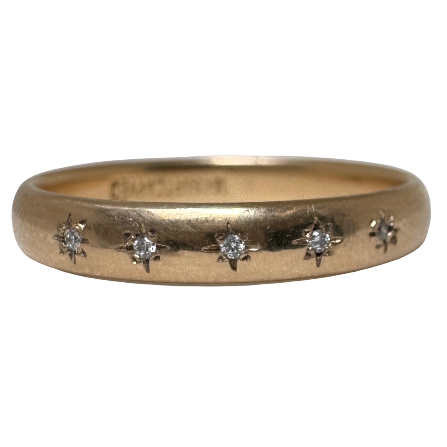 reimagined V I N T A G E // star story / 14k Artcarved comfort fit band with five new star-set diamonds / size 7.75