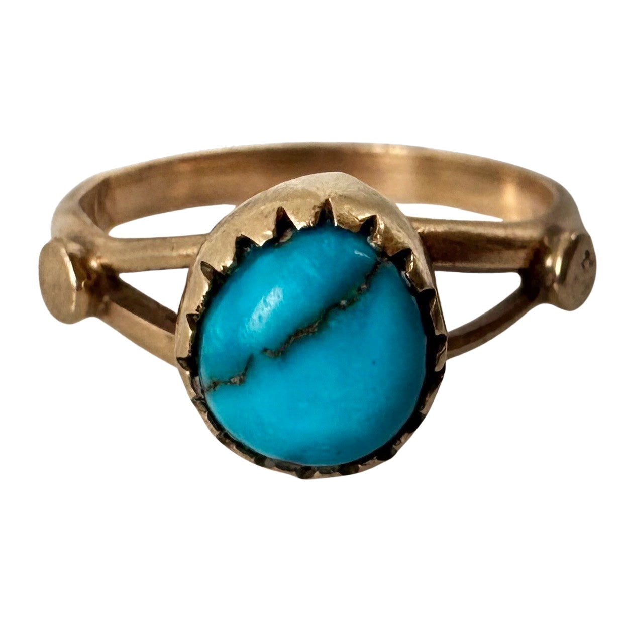 V I N T A G E // a world wrapped in gold / 14k gold and turquoise ring / size 4.5 to 4.75