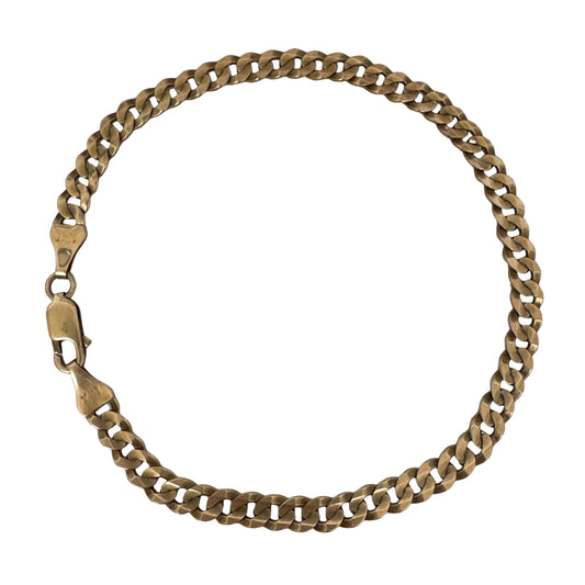 V I N T A G E // classic curb / 10k yellow gold flat diamond cut curb link bracelet / shy of 8.25", 6.5g