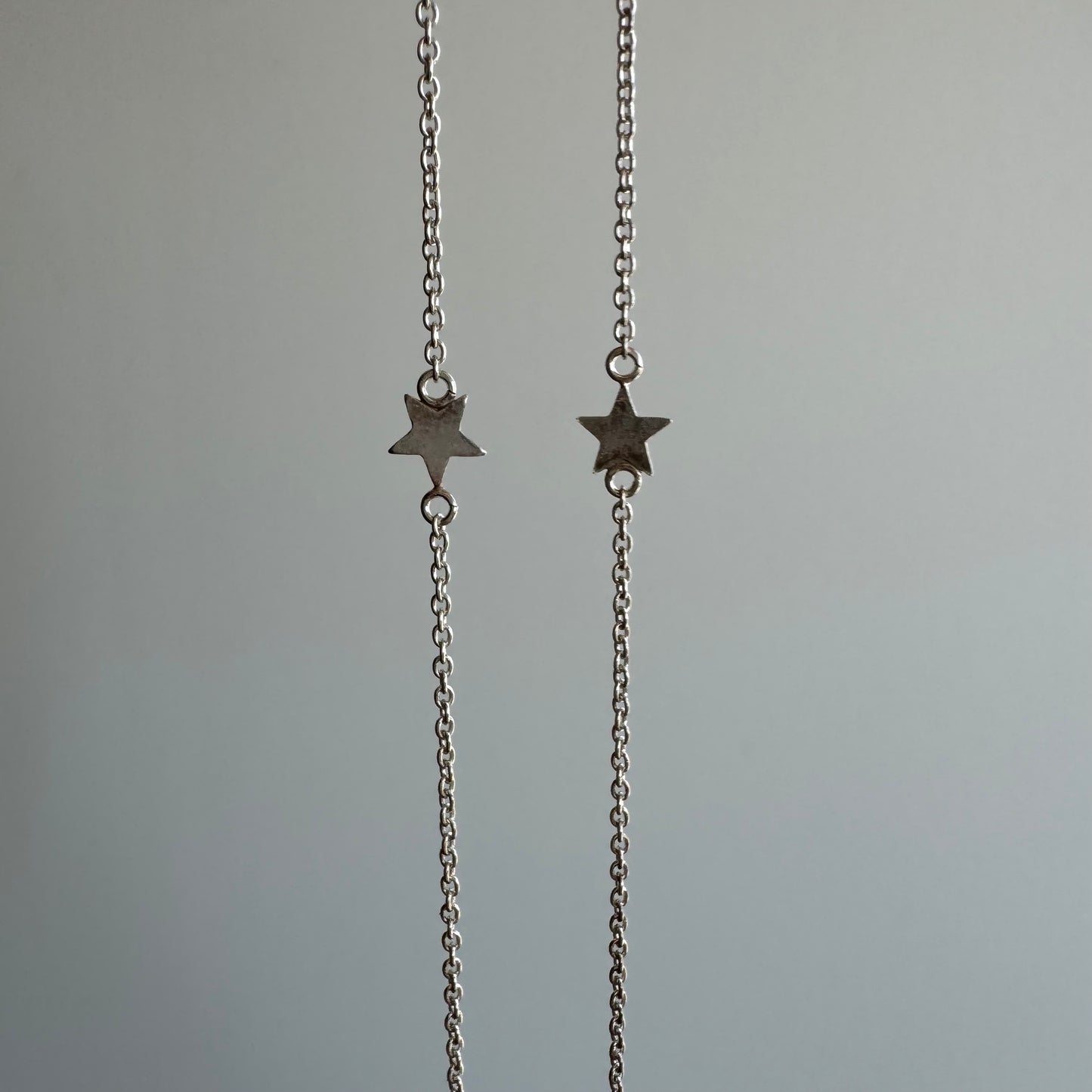 P R E - L O V E D // starry station / sterling silver five point star station cable chain / 14.25" to 16.25", 2.1g