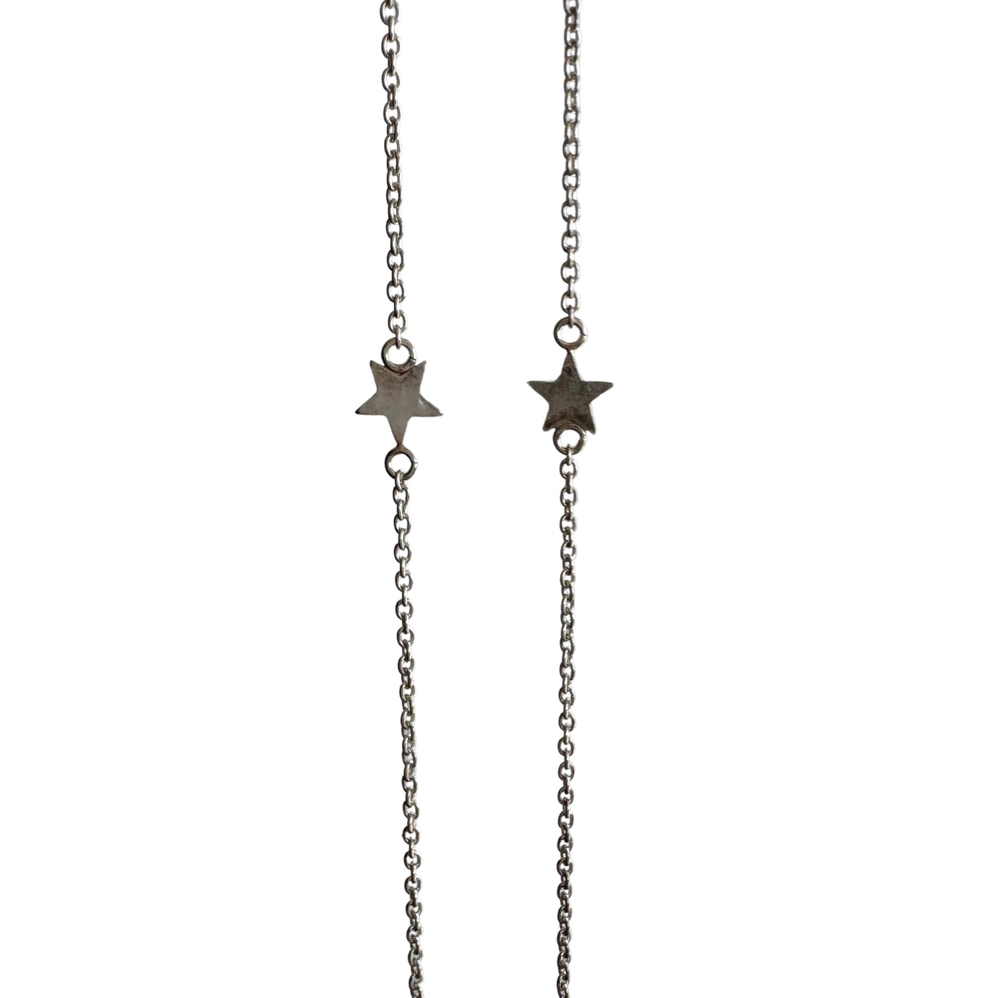 P R E - L O V E D // starry station / sterling silver five point star station cable chain / 14.25" to 16.25", 2.1g