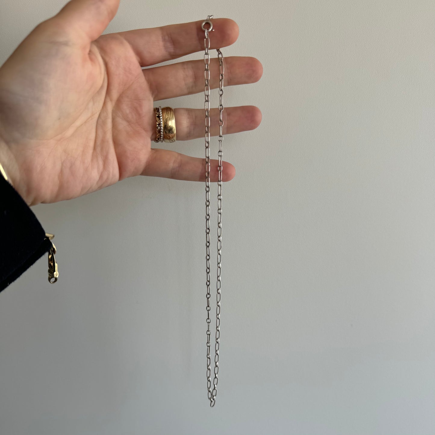 V I N T A G E // dainty trombone / sterling silver trombone style paperclip chain / 18", 4.5g