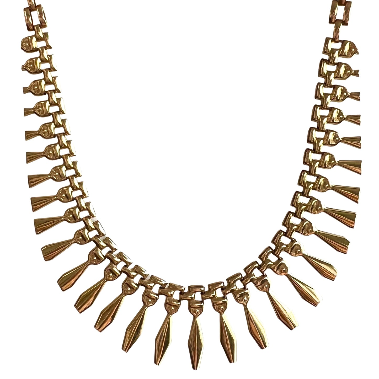 V I N T A G E // Cleopatra's fringe / 10k yellow gold bib necklace / 17.5"