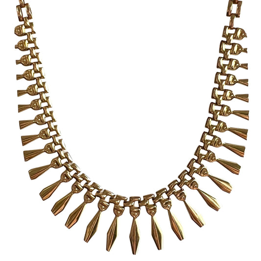 V I N T A G E // Cleopatra's fringe / 10k yellow gold bib necklace / 17.5"