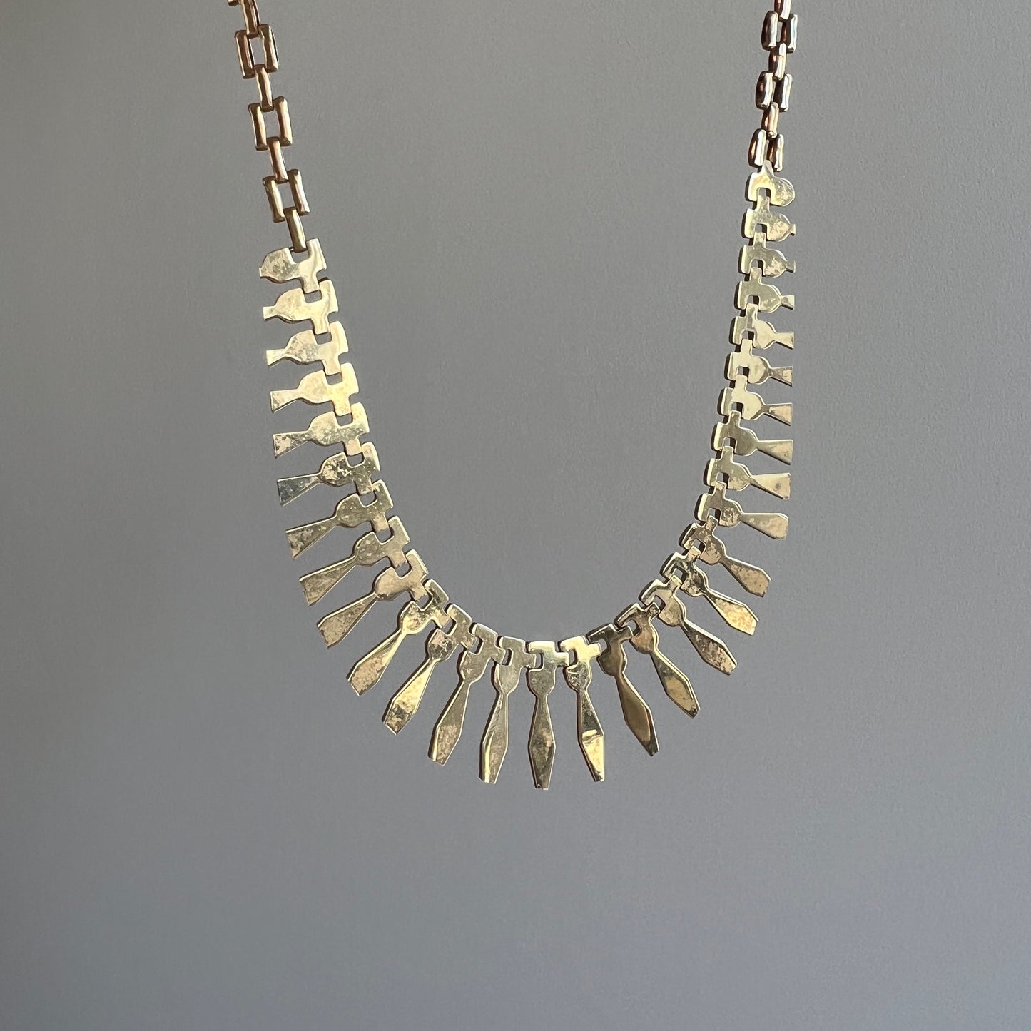 V I N T A G E // Cleopatra's fringe / 10k yellow gold bib necklace / 17.5"