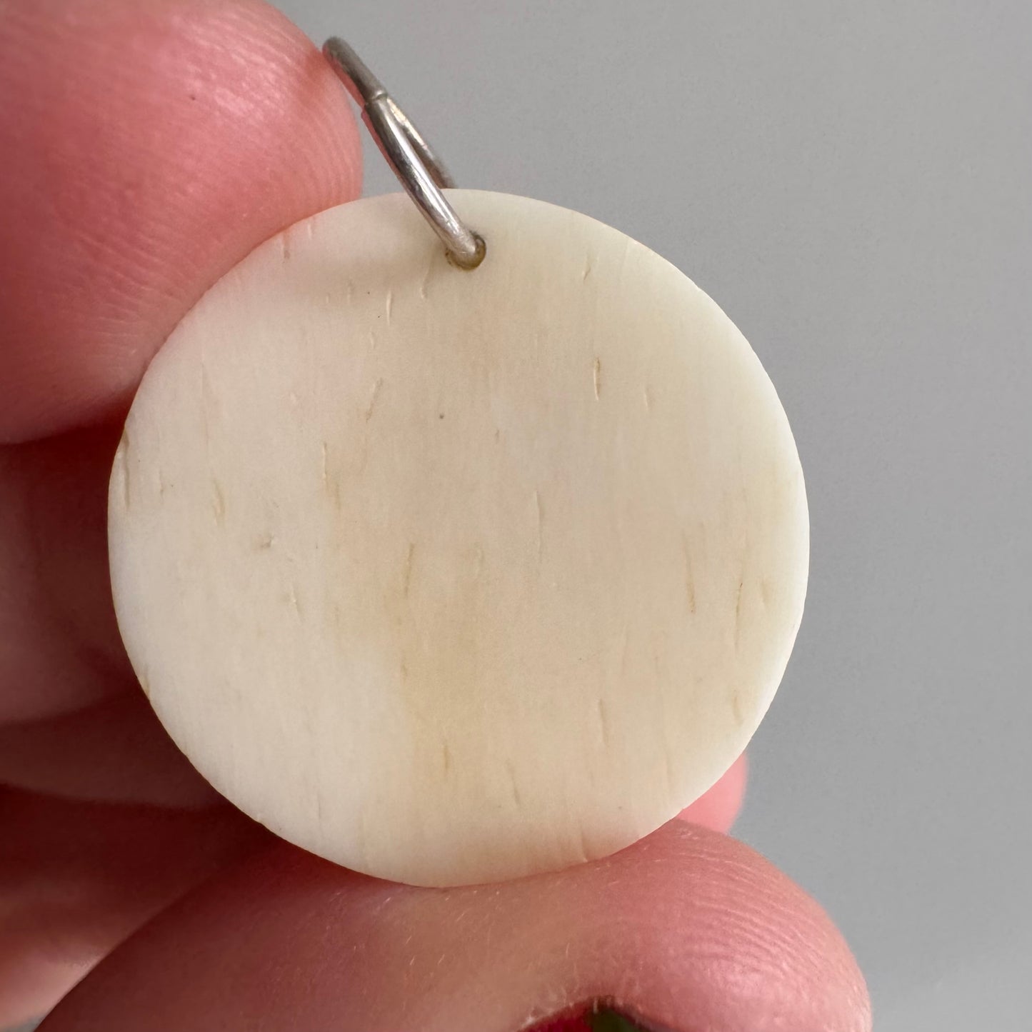 V I N T A G E // 1970s moon / carved bone moon with sterling silver bail / a pendant