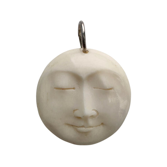V I N T A G E // 1970s moon / carved bone moon with sterling silver bail / a pendant