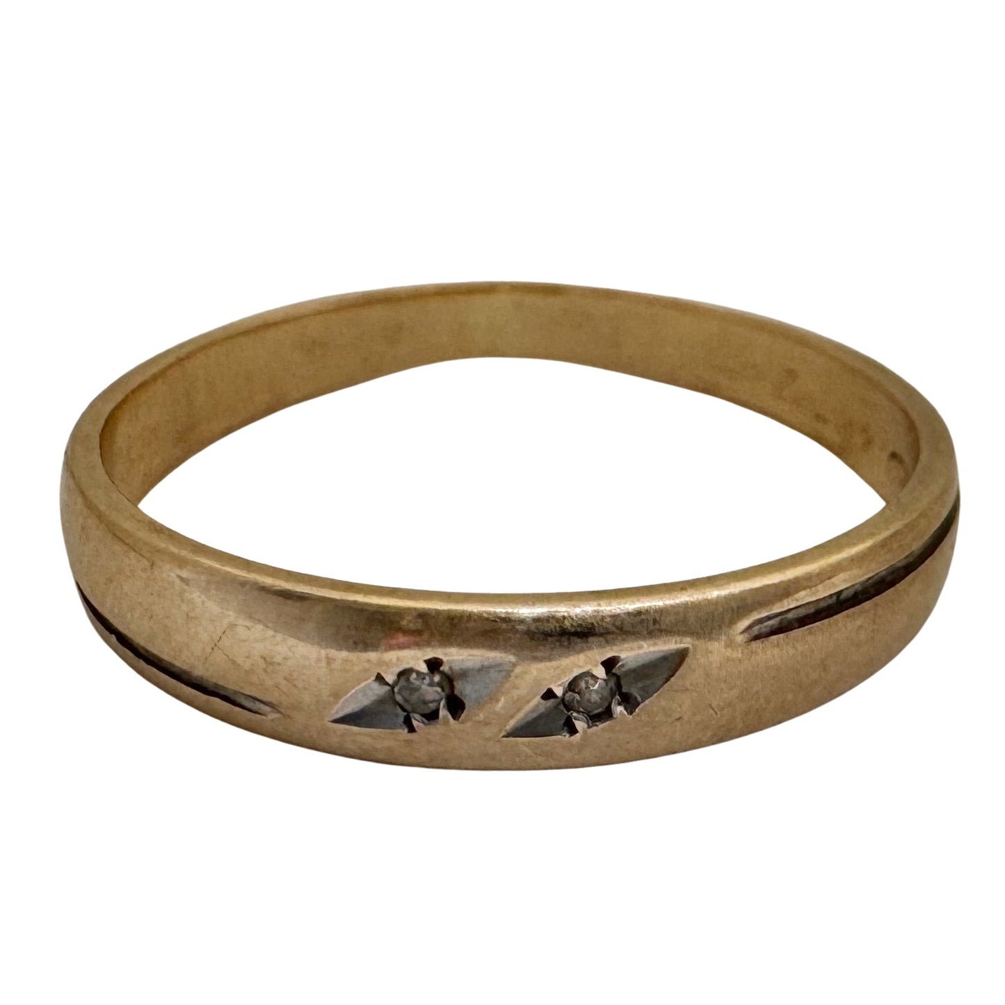 V I N T A G E / eye see you / 10k and diamond diagonal eyes band / size 8.25+