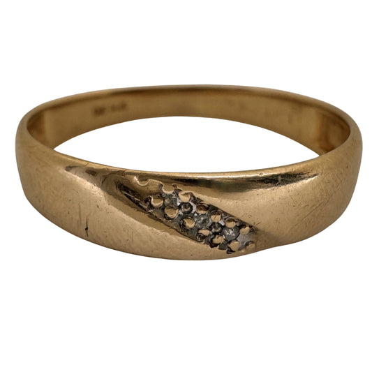 V I N T A G E // leaning trilogy / 14k and diamond tapered stacking band / size 11.5