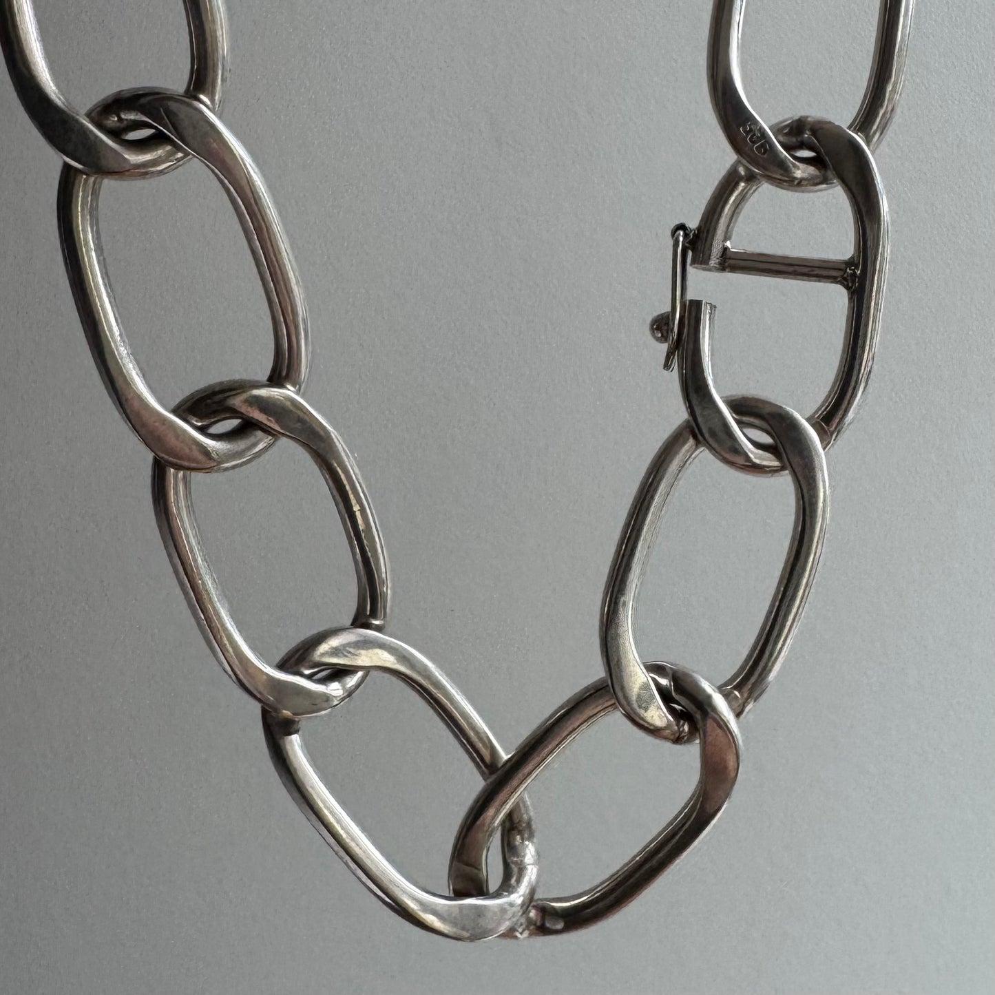 V I N T A G E // stretched curb / sterling silver CHUNKY oversized oval curb chain necklace / 18.25", 132.3g