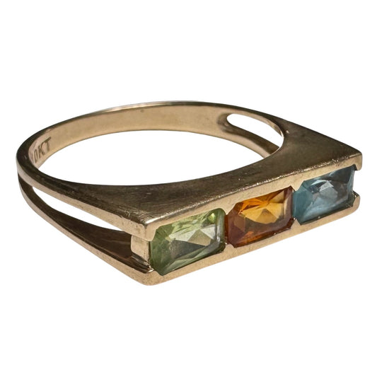 E S T A T E // I see three / 10k geometric stacking band with channel set stones / size 6.75