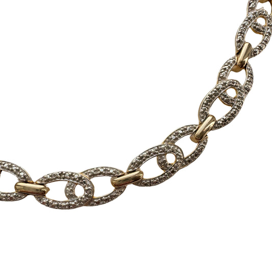 P R E - L O V E D // overlapping links / sterling silver with gold plating / tennis necklace style / 18.25", 30g