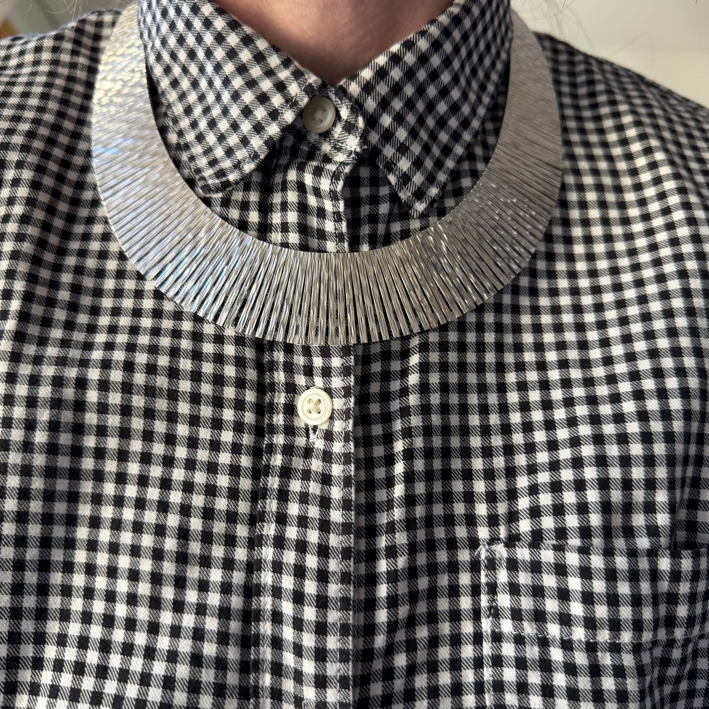 V I N T A G E // Cleopatra panels / sterling silver wide and dappled paneled fringe collar necklace / 17.25", 45.2g