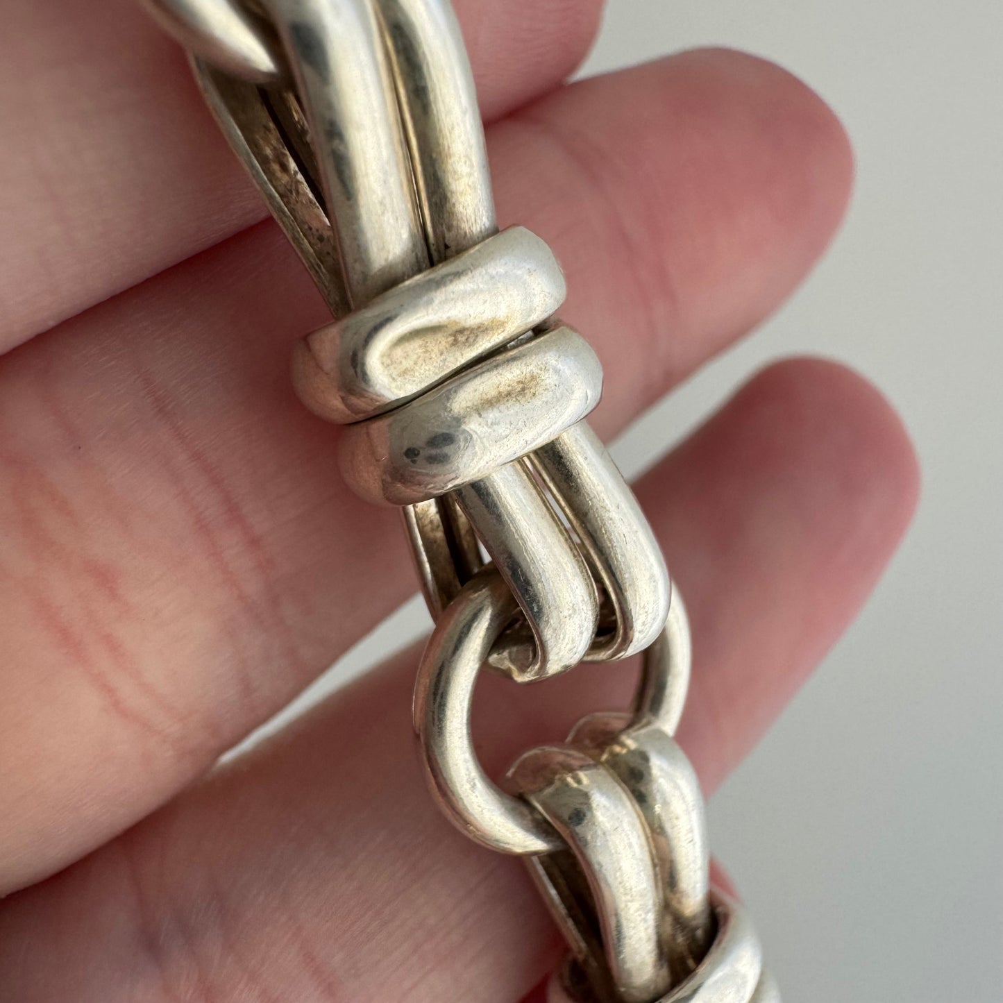 V I N T A G E // fancy trombone / sterling silver trombone style chunky chain / 17", 39.4g