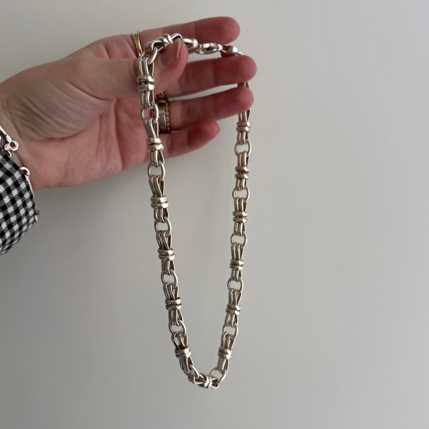 V I N T A G E // fancy trombone / sterling silver trombone style chunky chain / 17", 39.4g