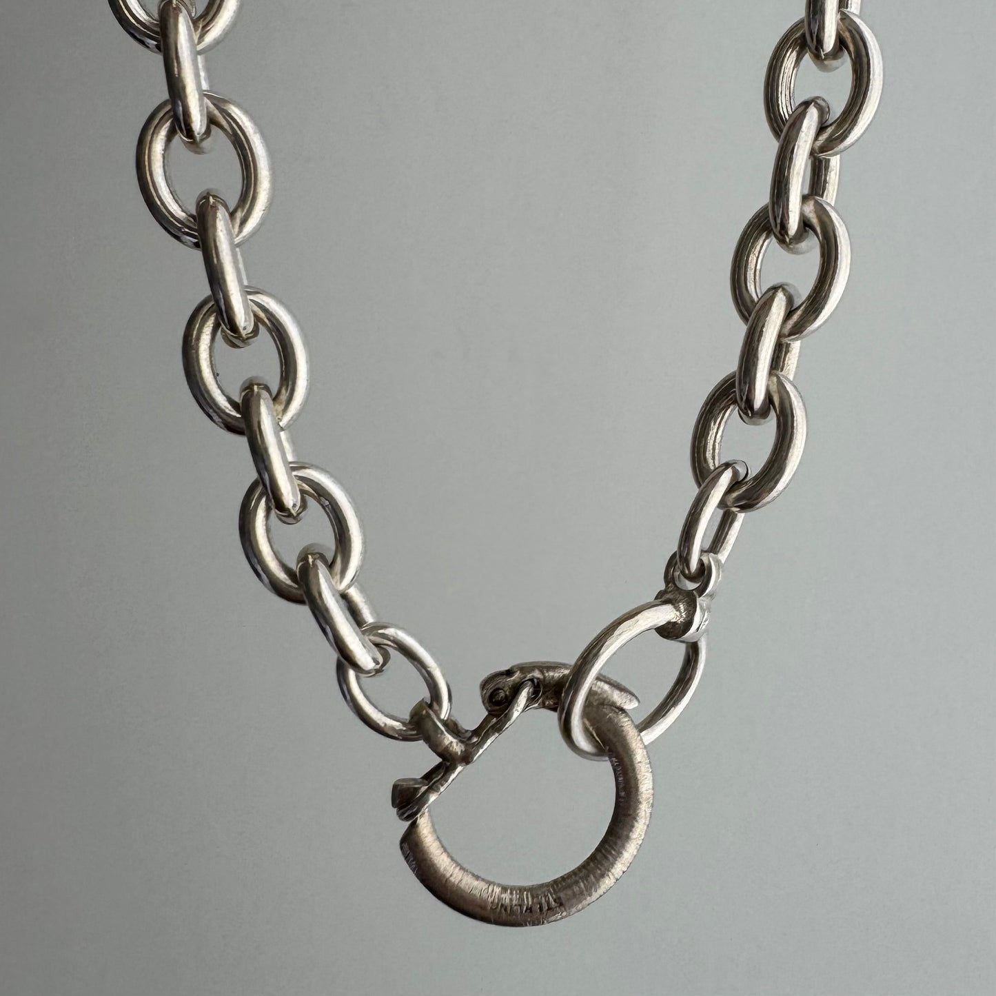 reimagined V I N T A G E // dynamic connection / sterling silver oval cable link toggle chain with a carabiner clasp / 18", 79.9g