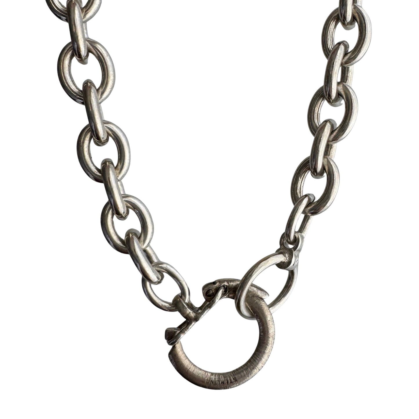 reimagined V I N T A G E // dynamic connection / sterling silver oval cable link toggle chain with a carabiner clasp / 18", 79.9g