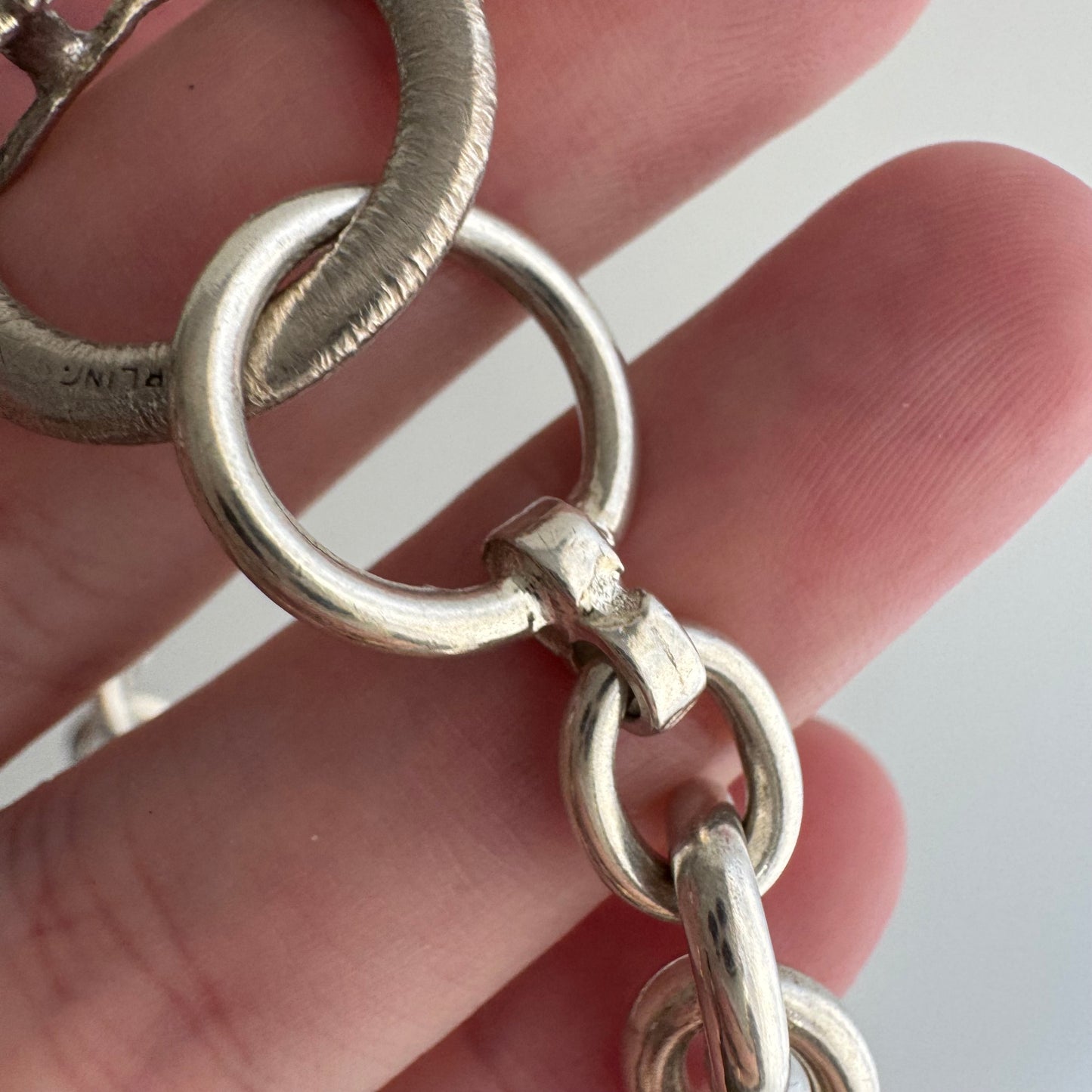 reimagined V I N T A G E // dynamic connection / sterling silver oval cable link toggle chain with a carabiner clasp / 18", 79.9g