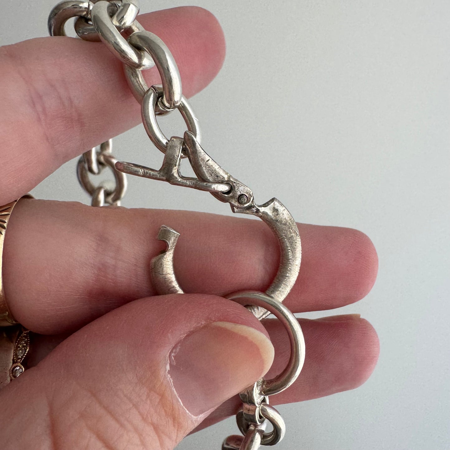 reimagined V I N T A G E // dynamic connection / sterling silver oval cable link toggle chain with a carabiner clasp / 18", 79.9g