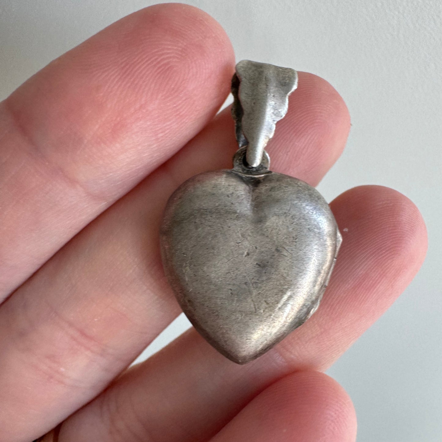 V I N T A G E // well loved heart / sterling silver slightly puffy heart locket / a pendant