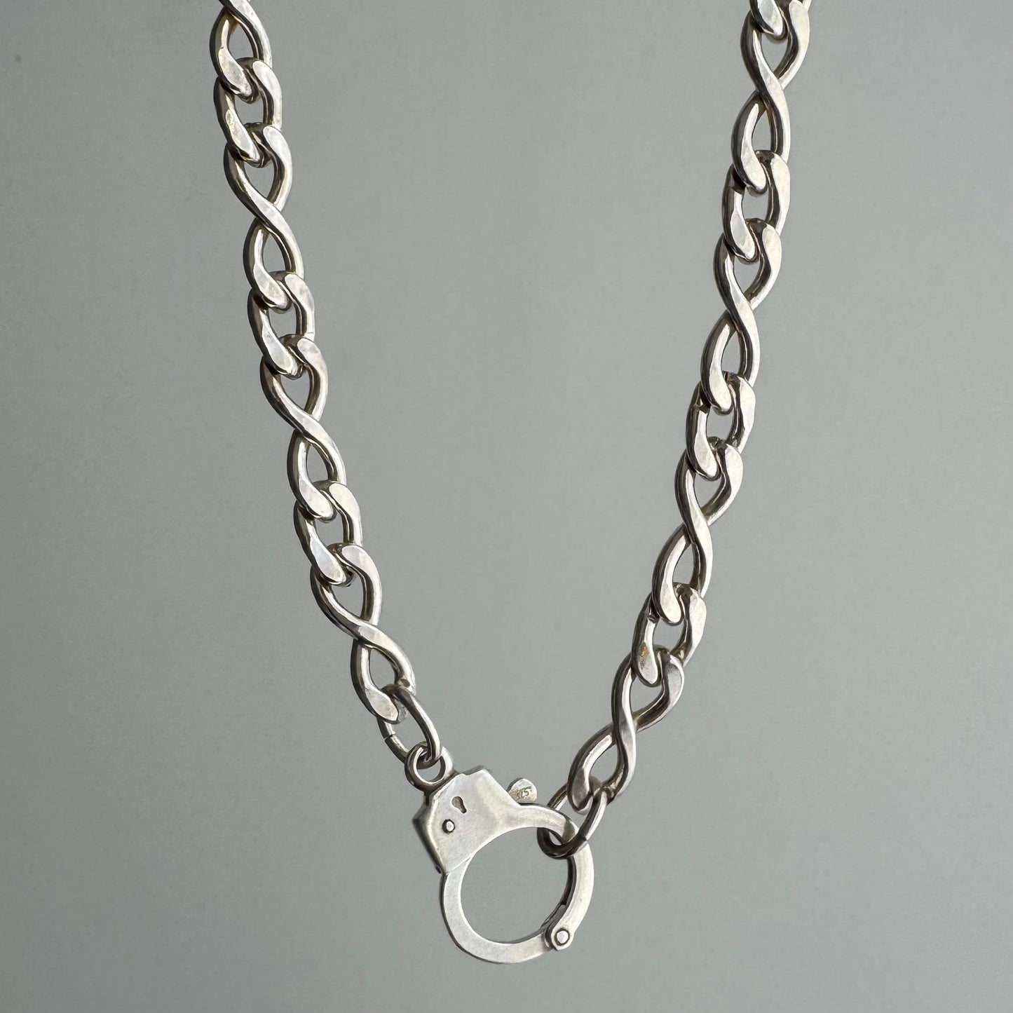 reimagined V I N T A G E // handcuff clasp / re-worked sterling silver infinite link chain / 24.5", 46.3g