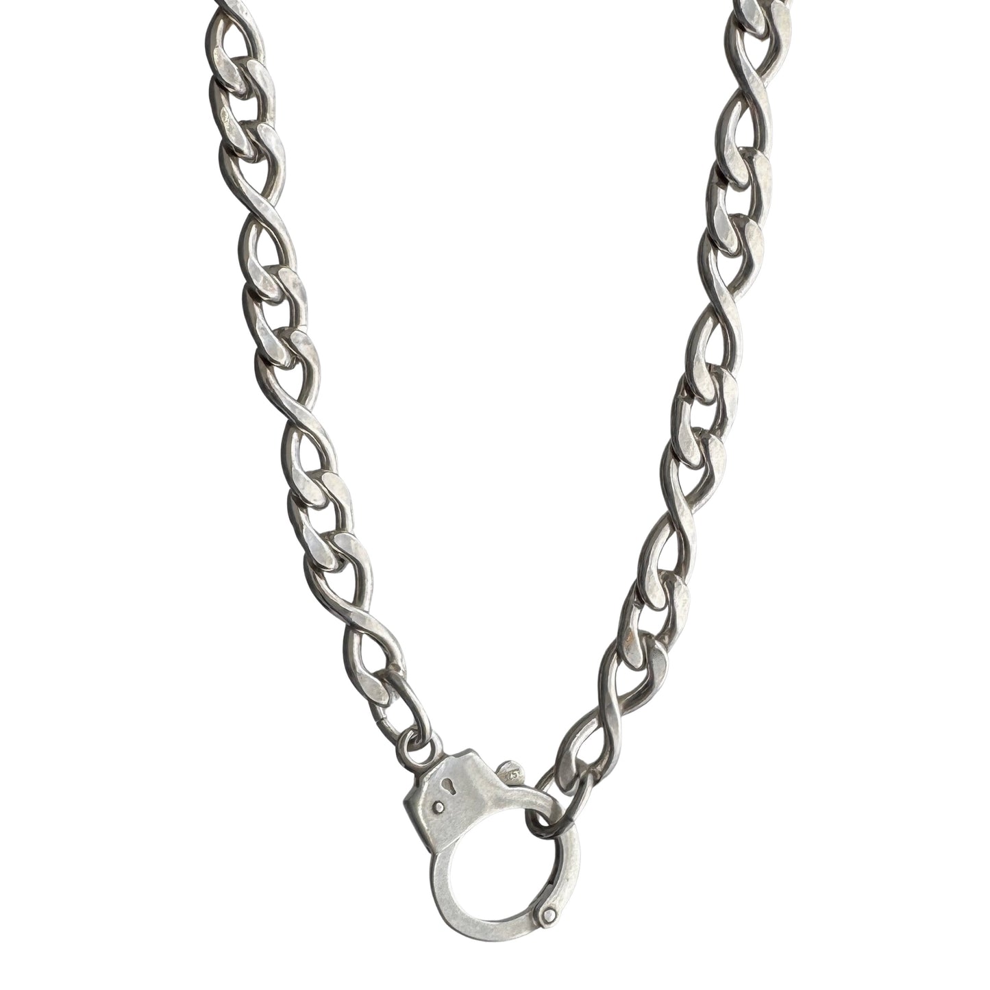 reimagined V I N T A G E // handcuff clasp / re-worked sterling silver infinite link chain / 24.5", 46.3g