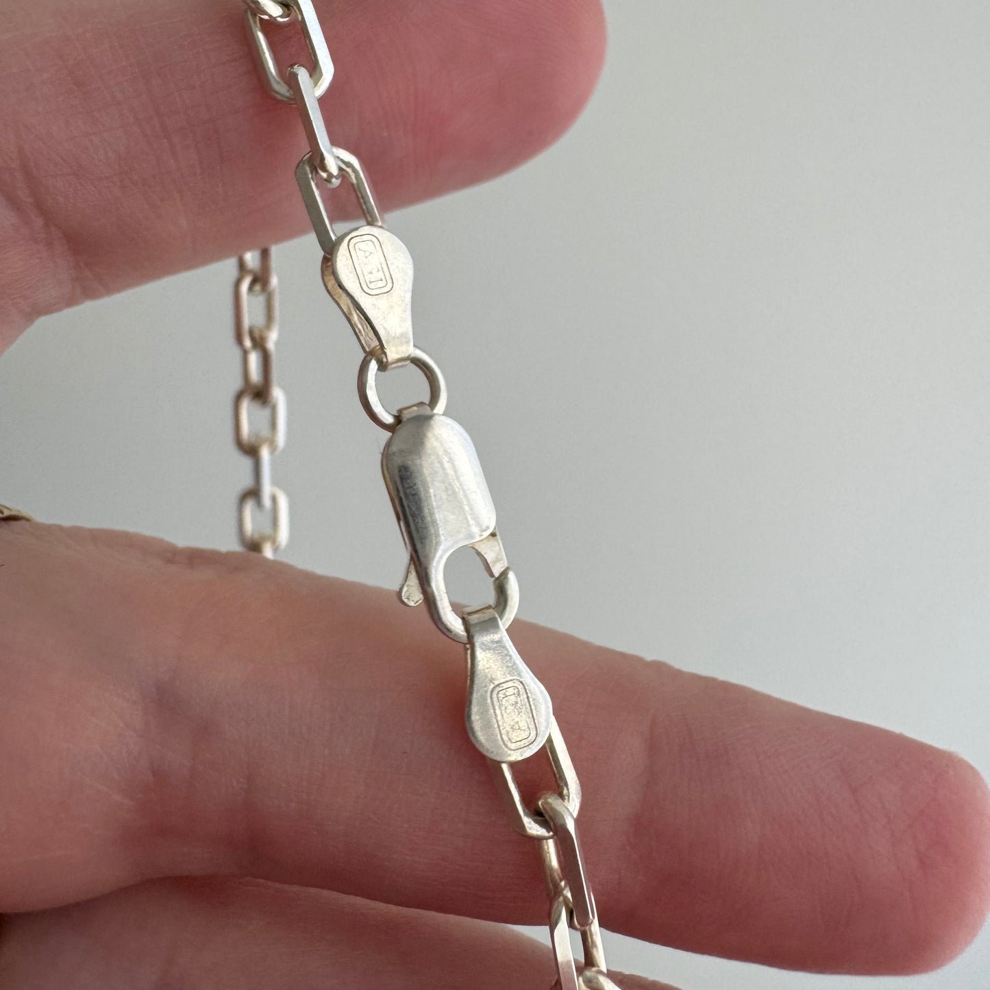 reimagined V I N T A G E // handcuff clasp / re-worked sterling silver paperclip biker chain / shy of 23.25", 16g