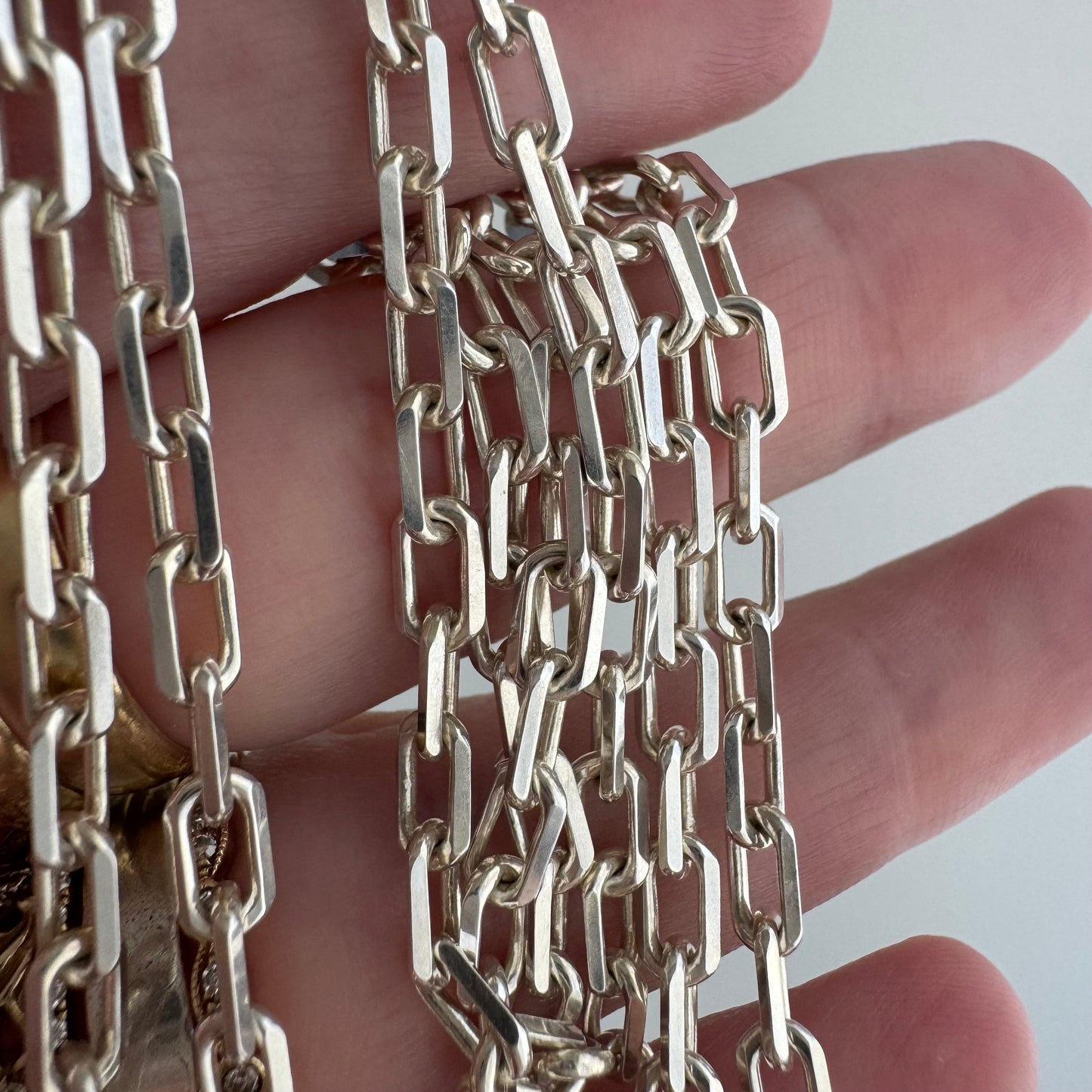 reimagined V I N T A G E // handcuff clasp / re-worked sterling silver paperclip biker chain / shy of 23.25", 16g