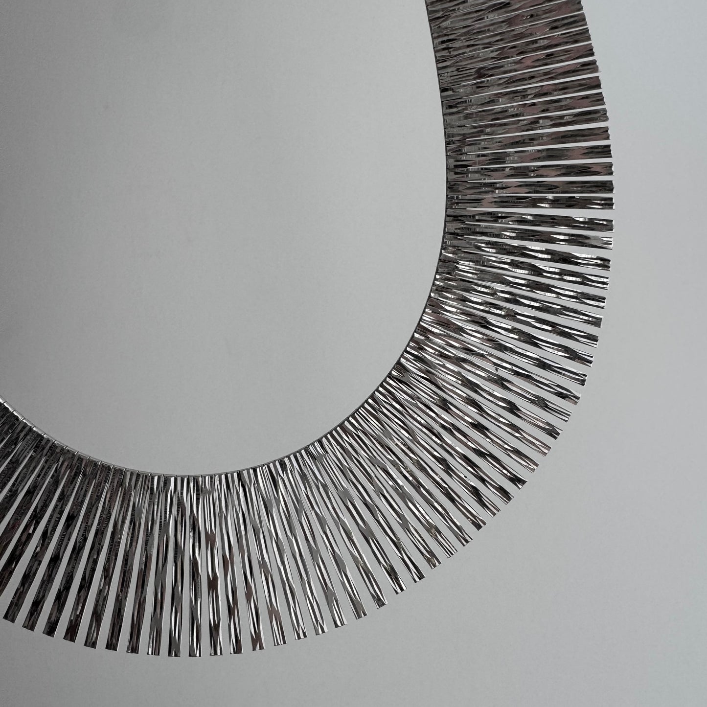 V I N T A G E // Cleopatra panels / sterling silver wide and dappled paneled fringe collar necklace / 17.25", 45.2g