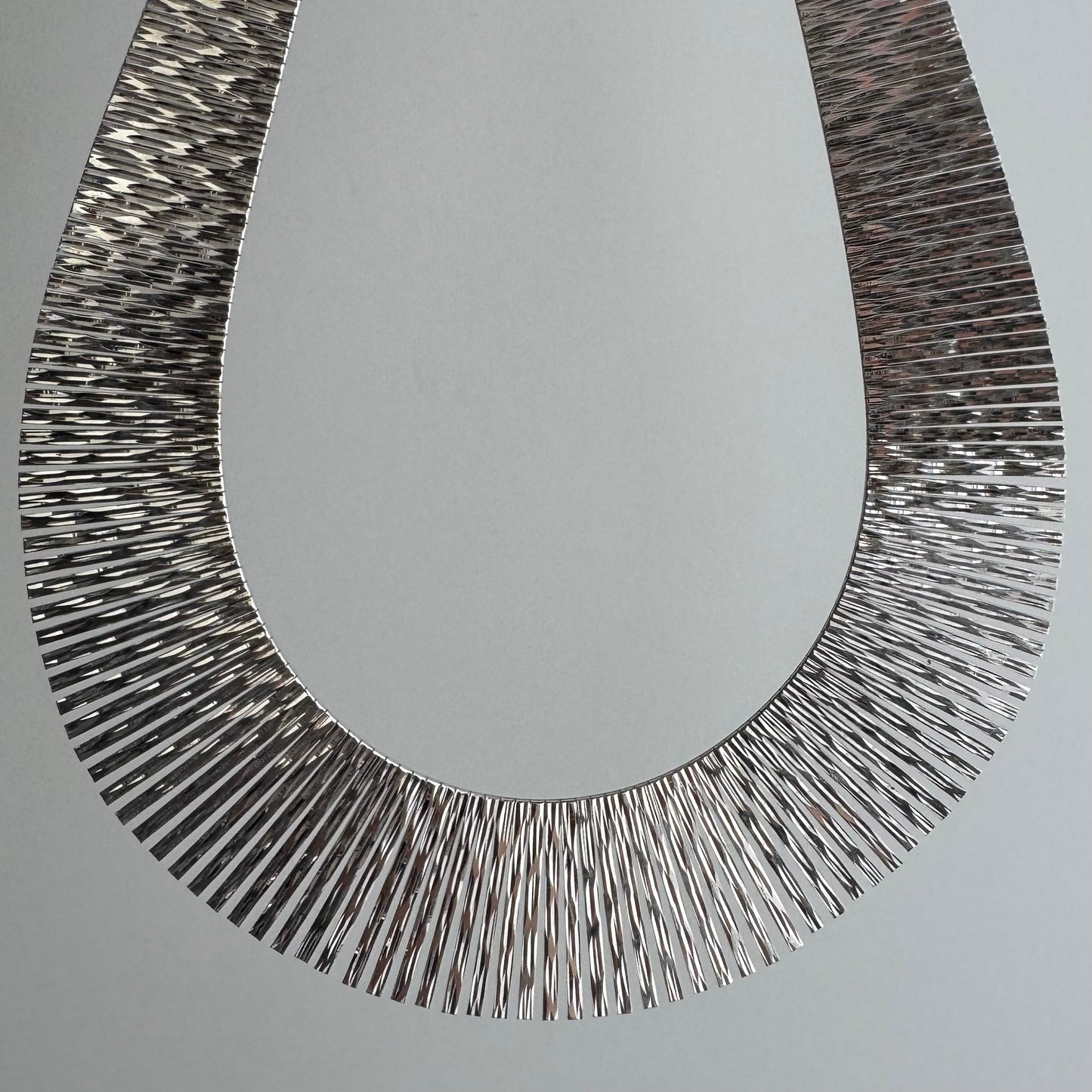 V I N T A G E // Cleopatra panels / sterling silver wide and dappled paneled fringe collar necklace / 17.25", 45.2g