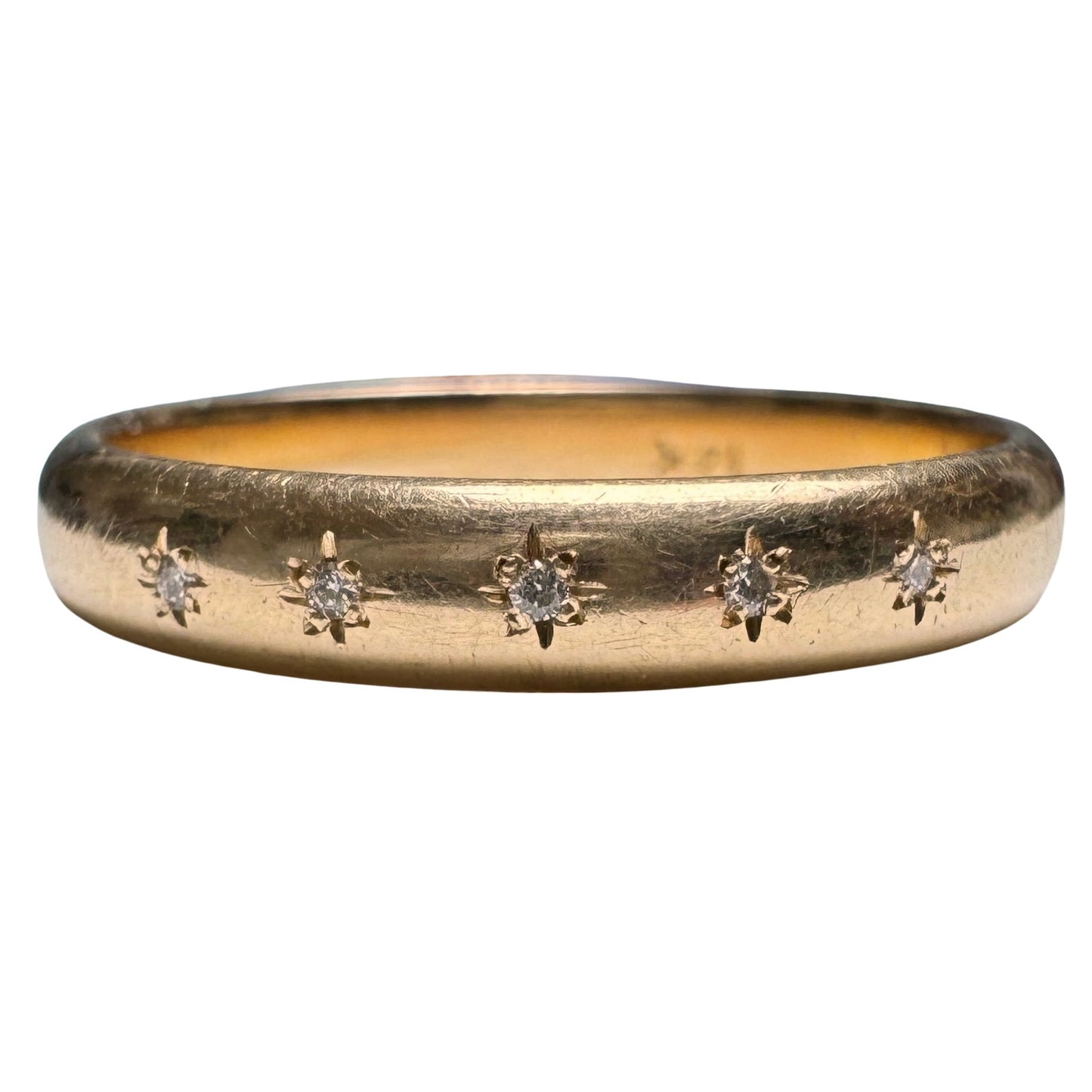 reimagined V I N T A G E // star story / 14k D-shaped band with five new star-set diamonds / size 8.75