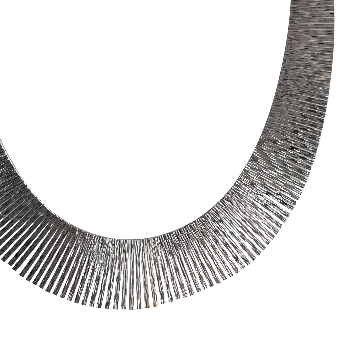 V I N T A G E // Cleopatra panels / sterling silver wide and dappled paneled fringe collar necklace / 17.25", 45.2g