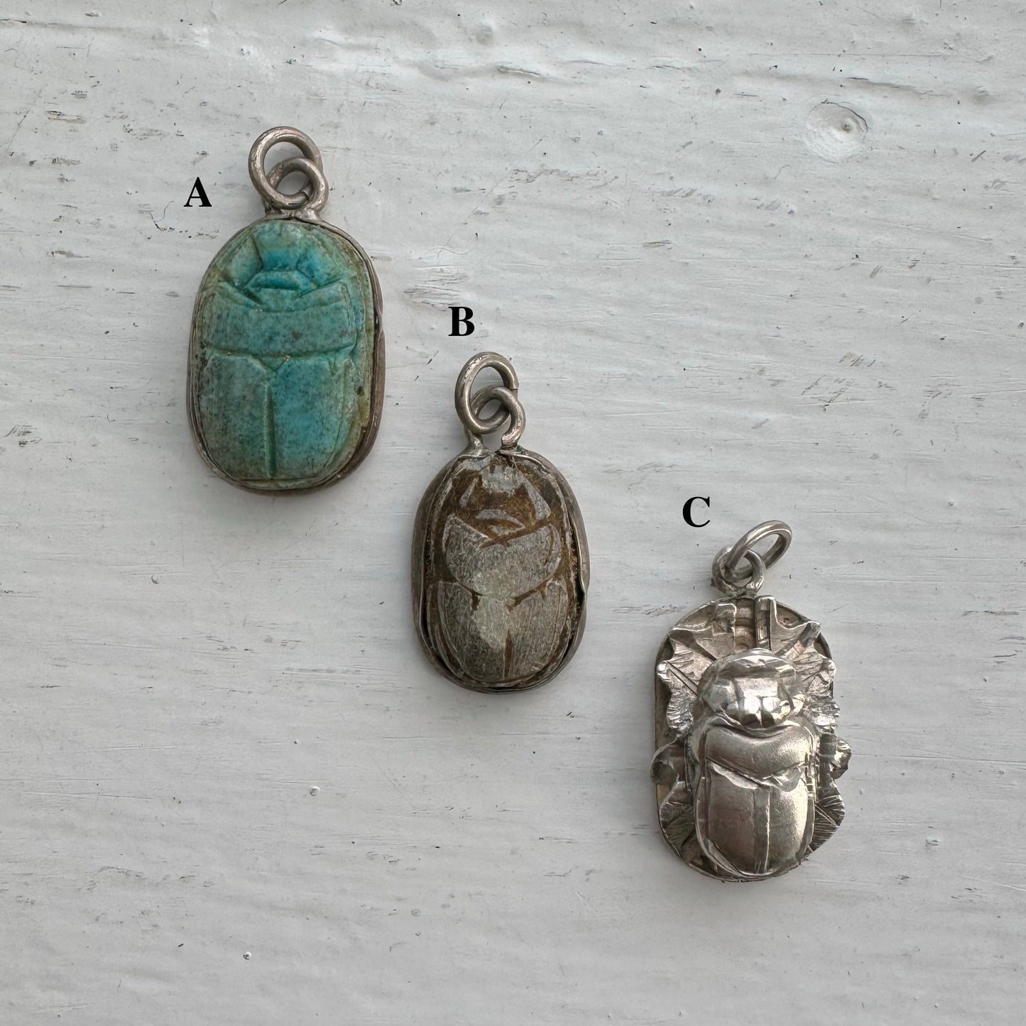 V I N T A G E // shop by style / 800 silver Egyptian scarabs / pendants