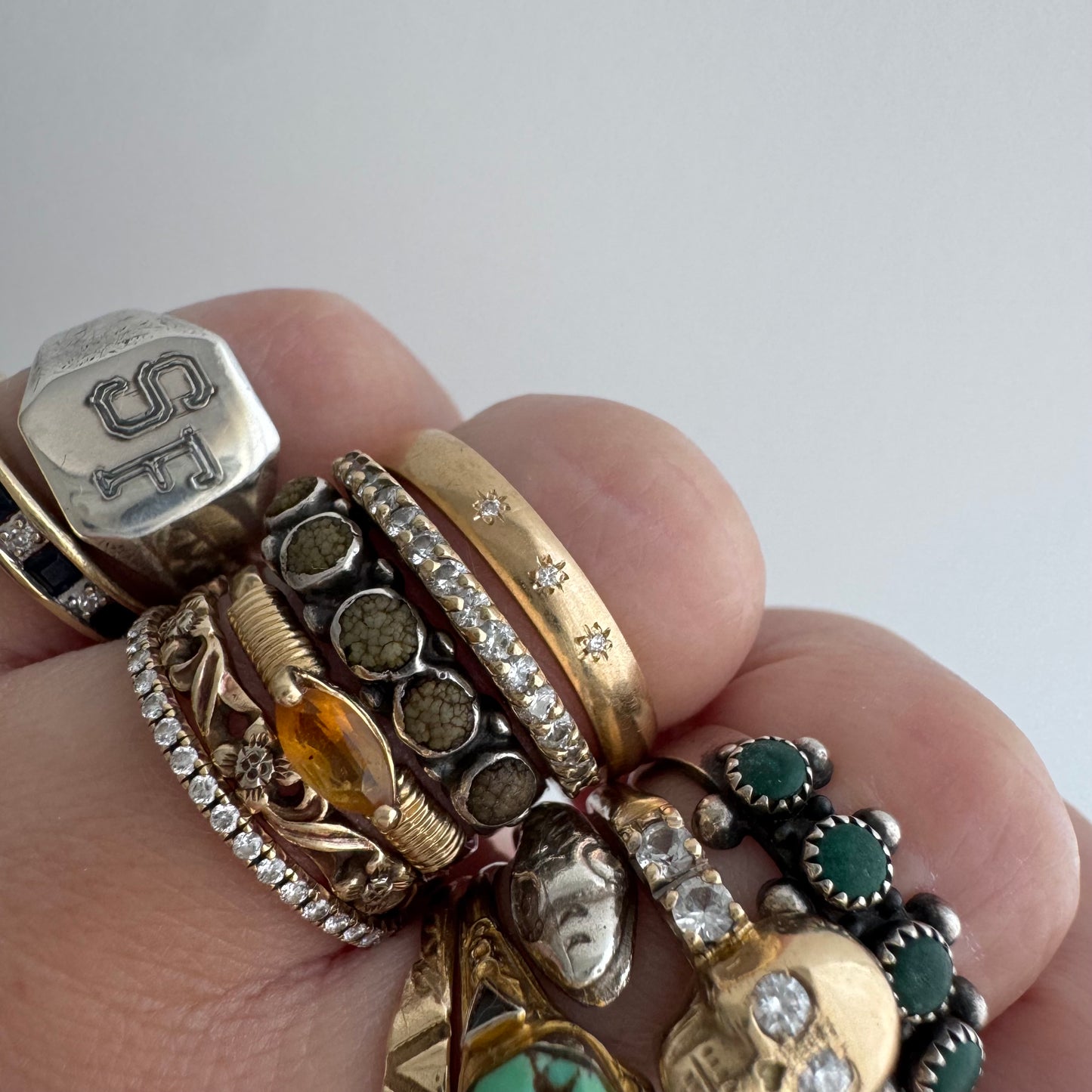 reimagined V I N T A G E // star story / 14k band with three new star-set diamonds / size 7.75