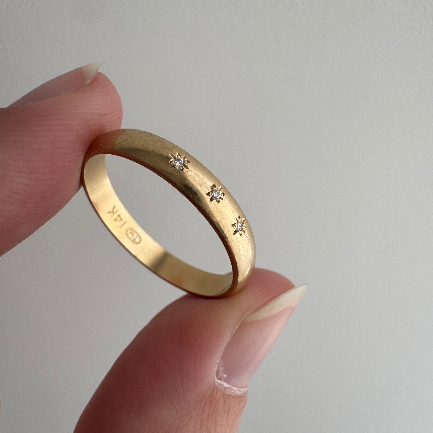 reimagined V I N T A G E // star story / 14k band with three new star-set diamonds / size 7.75