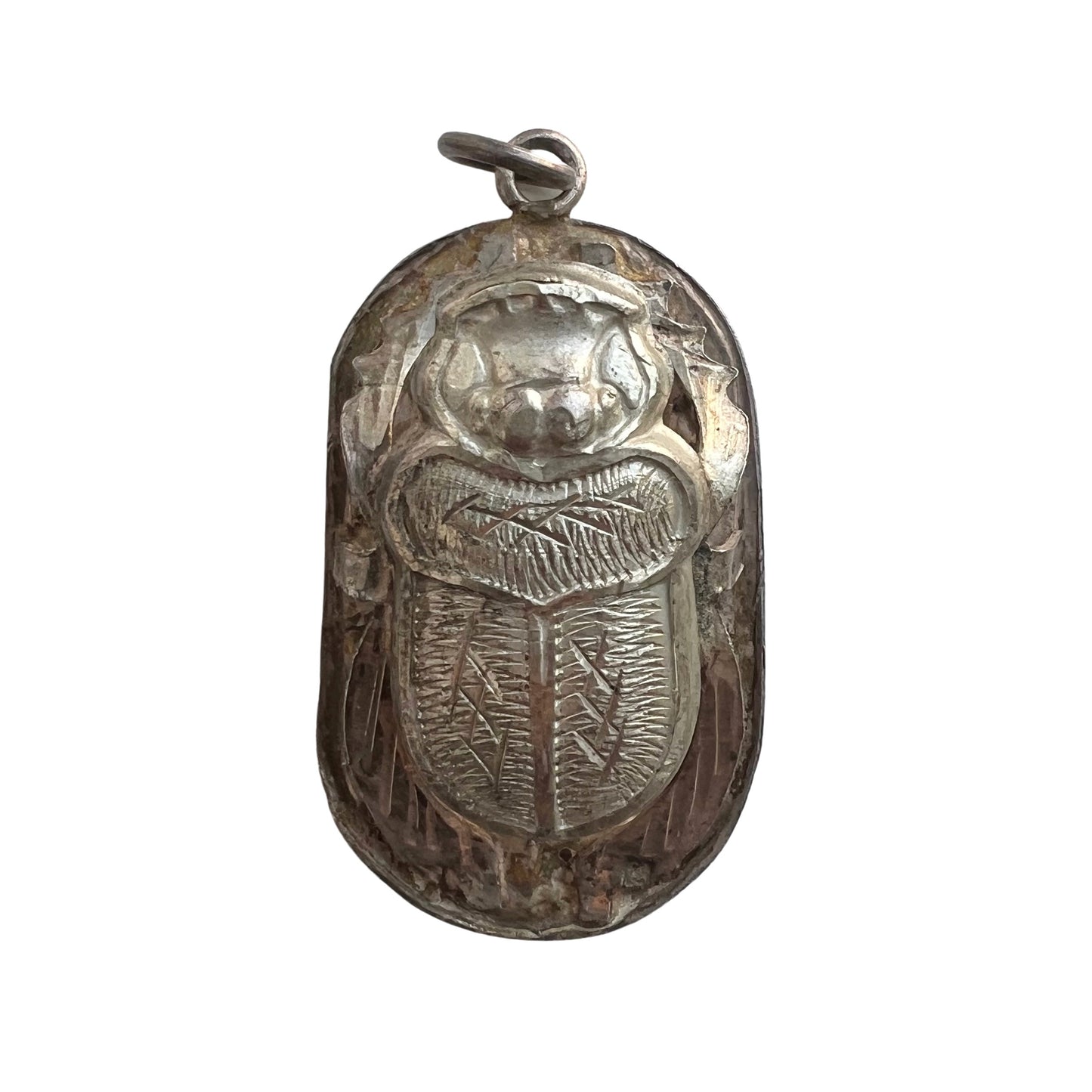 V I N T A G E // significant symbols / sterling silver scarab / large pendant