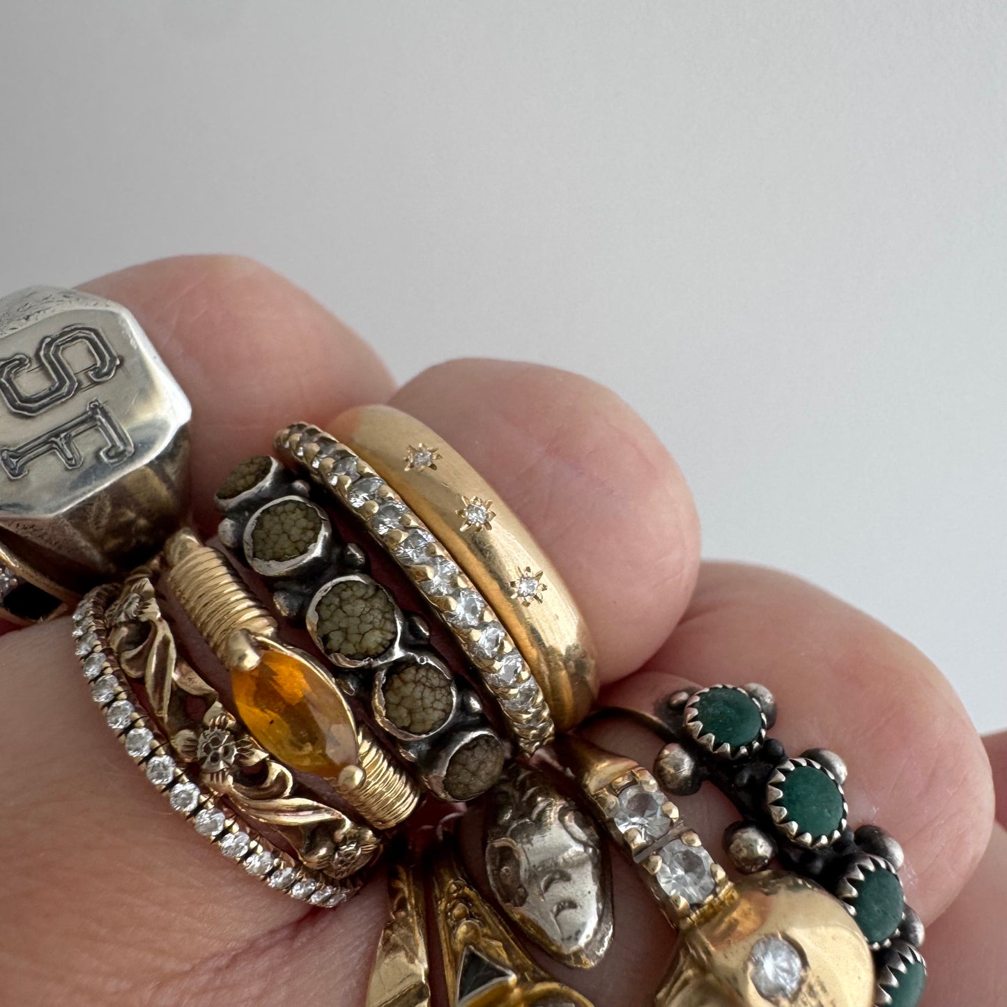 reimagined V I N T A G E // star story / 14k band with three new star-set diamonds / size 6.25