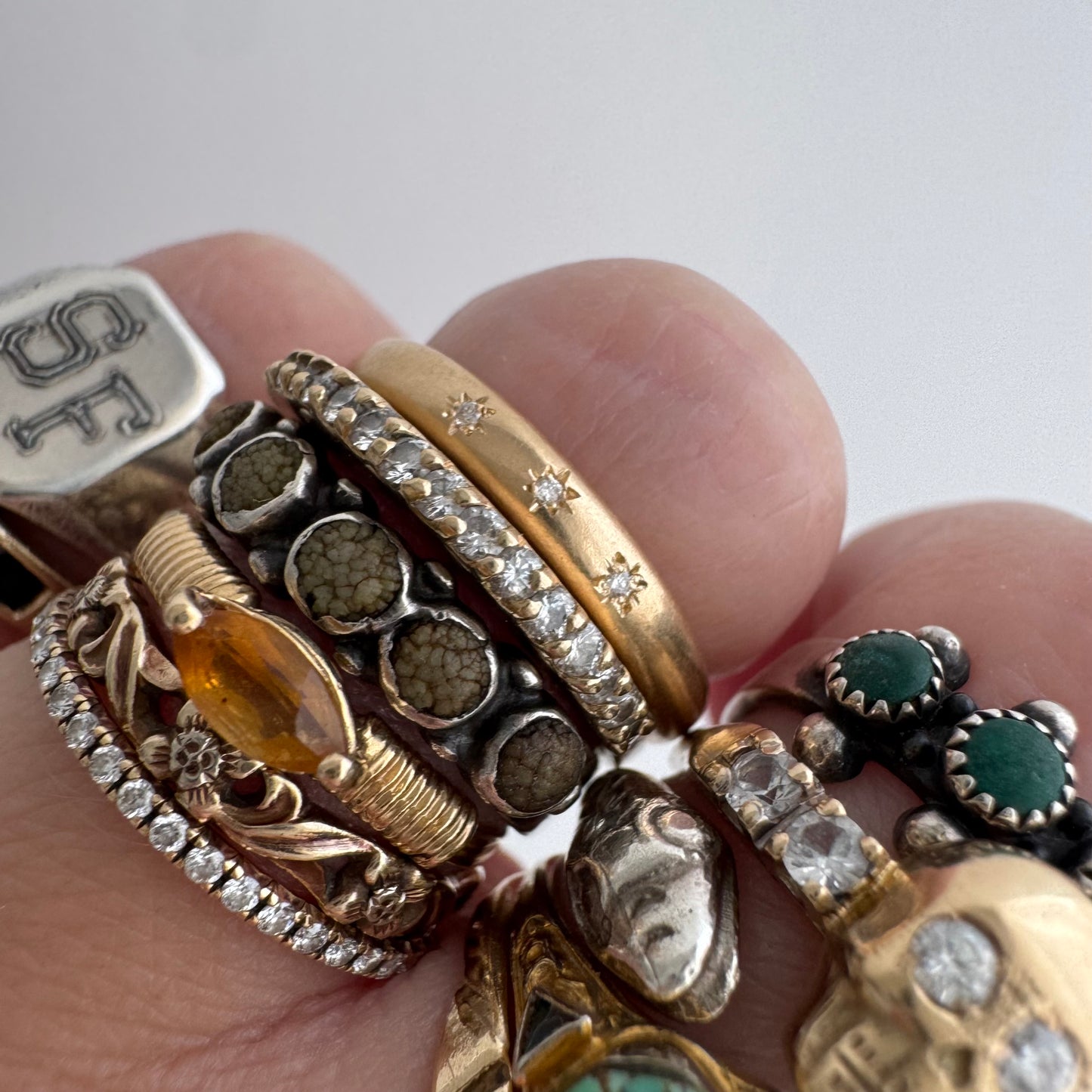 reimagined V I N T A G E // star story / 14k band with three new star-set diamonds / size 5.5