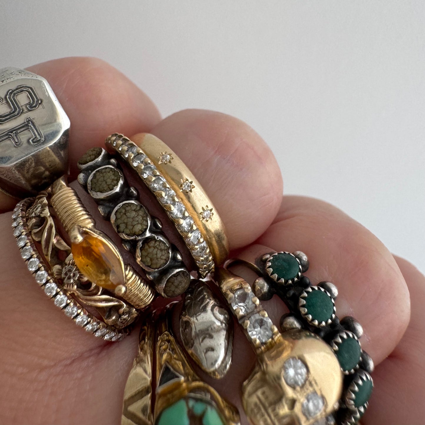 reimagined V I N T A G E // star story / 14k 2.9mm band with three new star-set diamonds / size 5.5