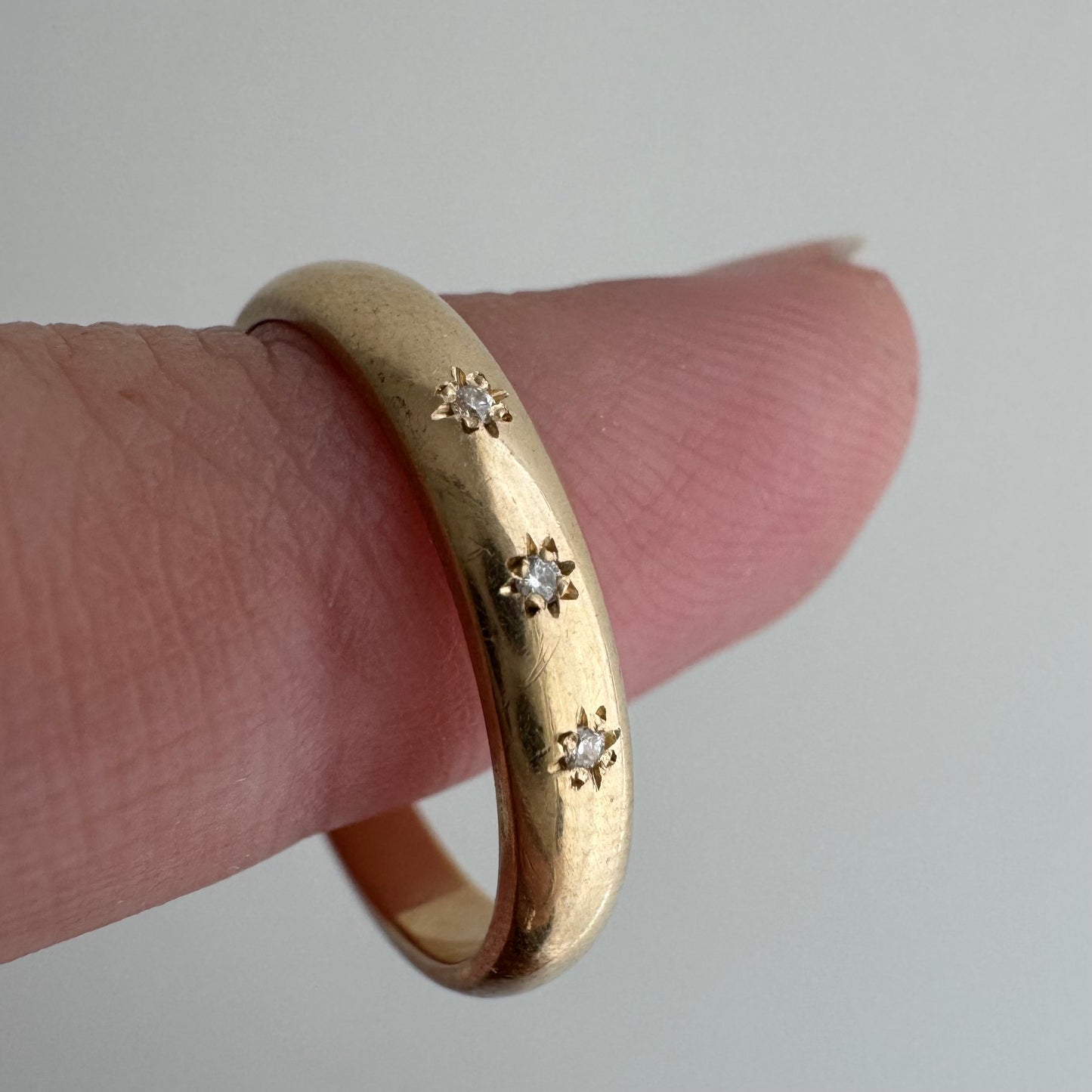 reimagined V I N T A G E // star story / 14k 2.9mm band with three new star-set diamonds / size 5.5