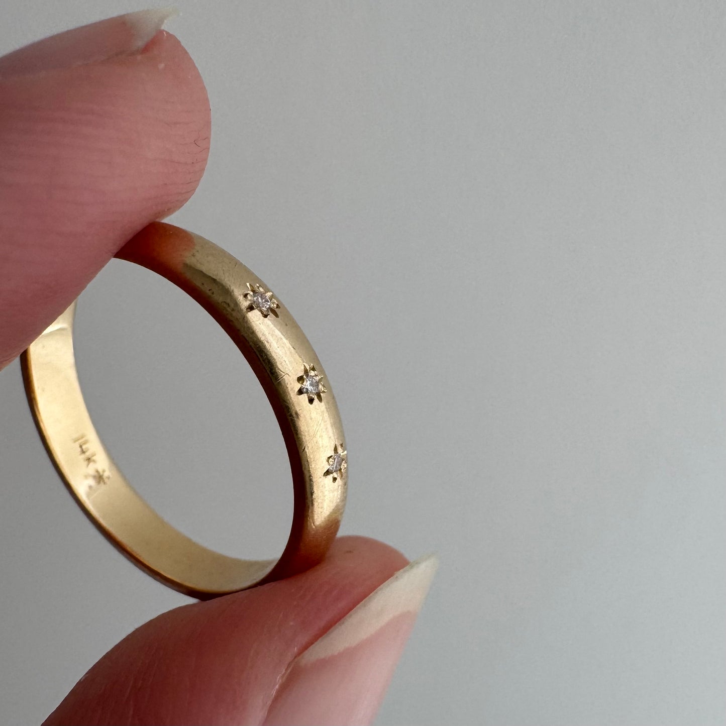 reimagined V I N T A G E // star story / 14k 2.9mm band with three new star-set diamonds / size 5.5