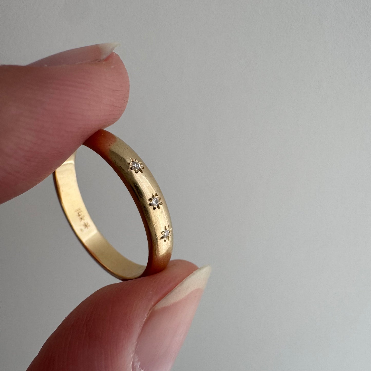 reimagined V I N T A G E // star story / 14k 2.9mm band with three new star-set diamonds / size 5.5