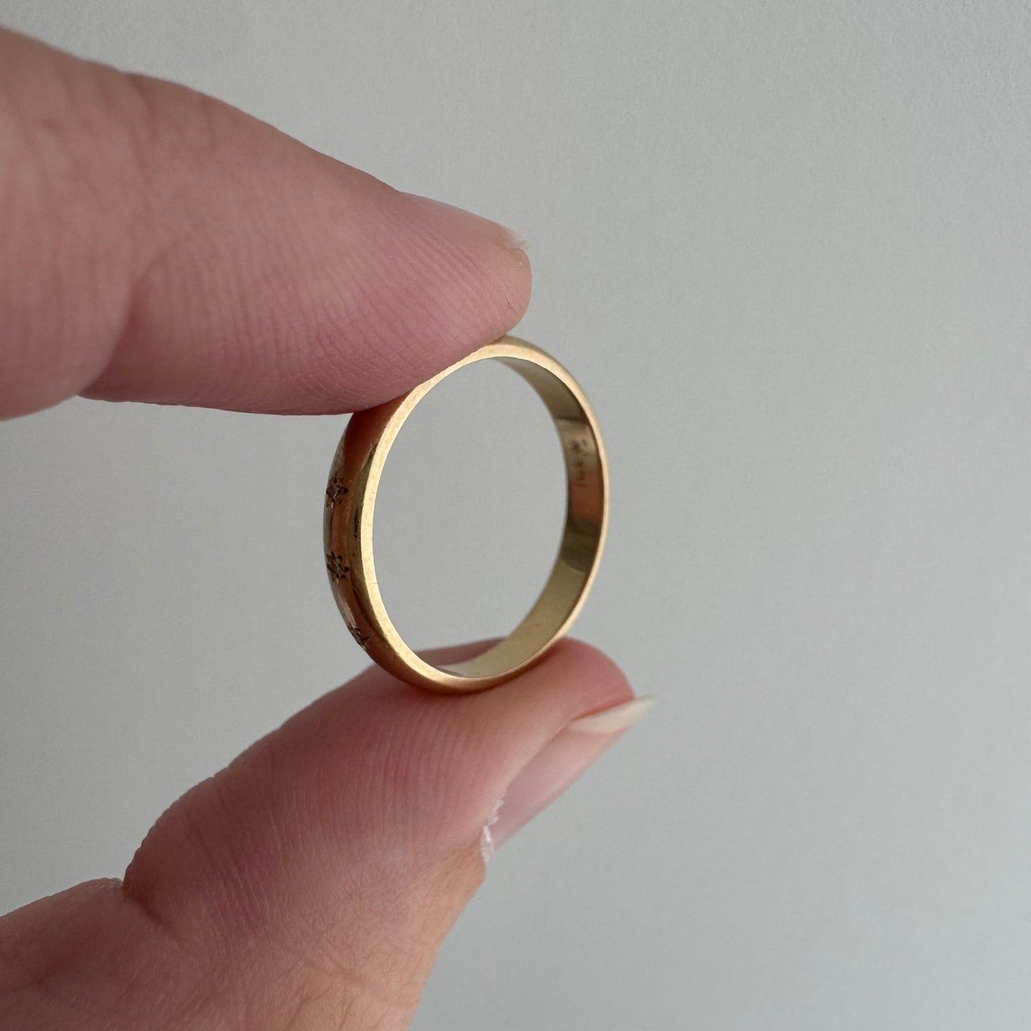 reimagined V I N T A G E // star story / 14k 2.9mm band with three new star-set diamonds / size 5.5