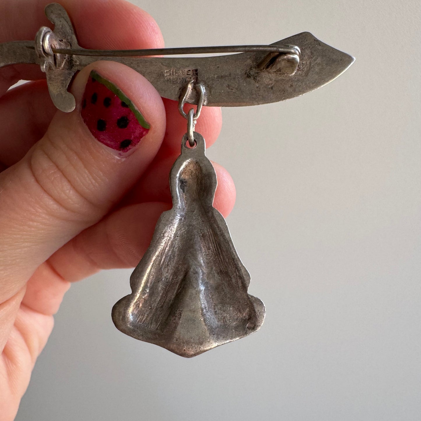 V I N T A G E // travel sized fortune teller / sterling silver scimitar and fortune teller / a brooch